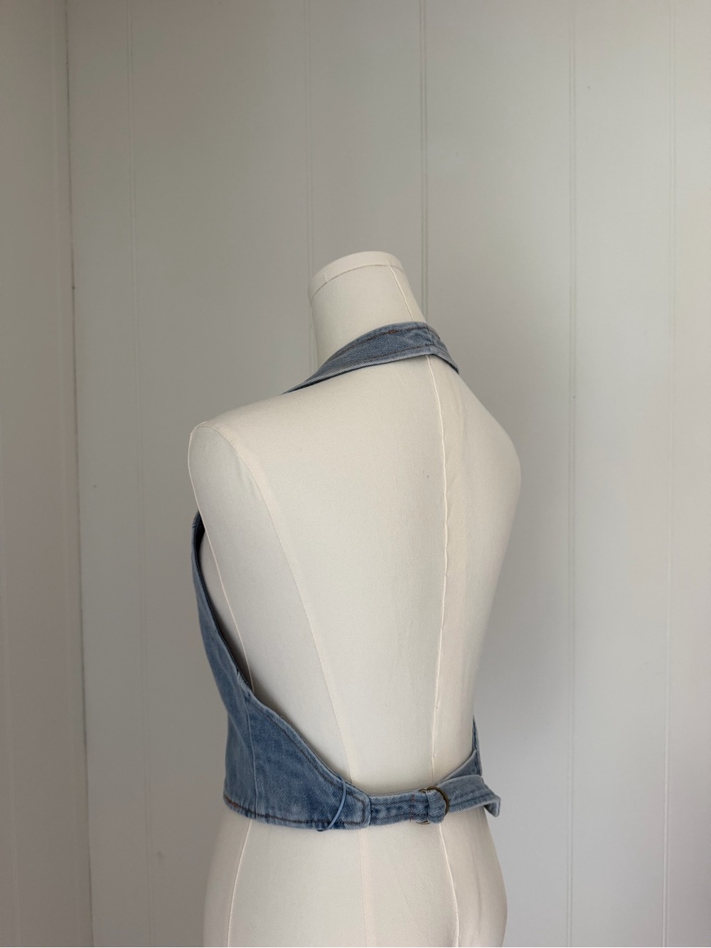 REVOLVE/LIONESS Denim Halter Top with Open Back Like New Condition - Picture 4 of 6